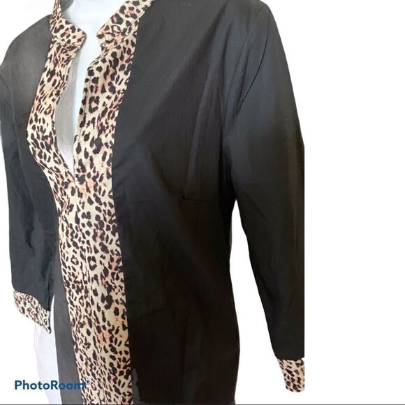 New Black Dress with Leopard Detail, Large - Picture 3 of 4